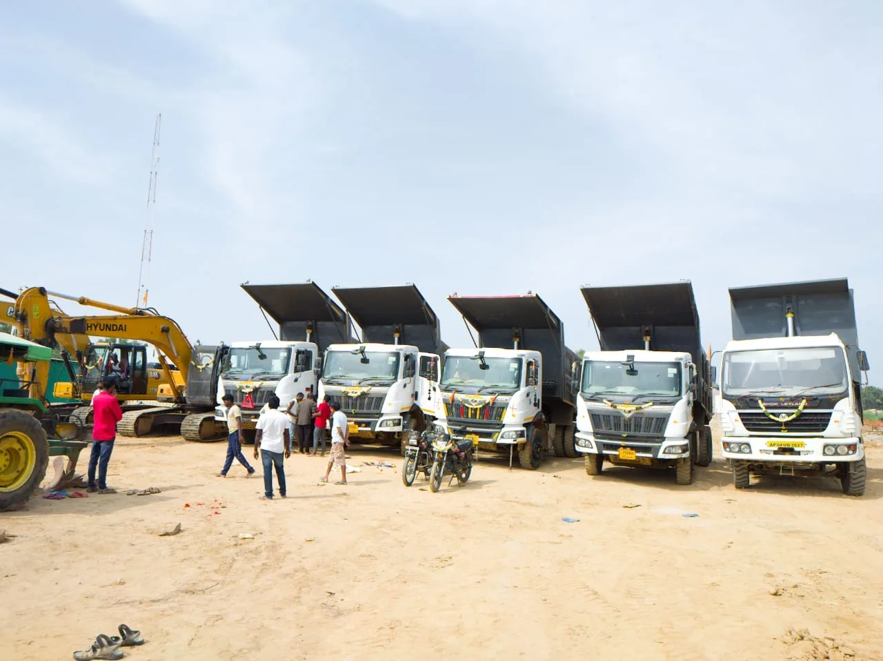 Anucon tipper fleet lined up at an operating site